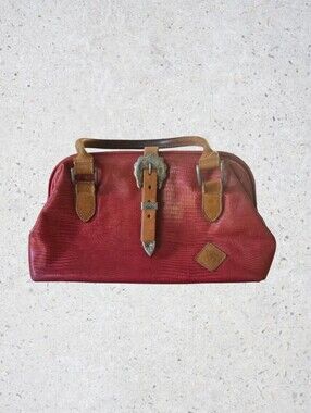 Janie Frickle Collection Circle Y Satchel Red Leather Snakeskin Western Vintage